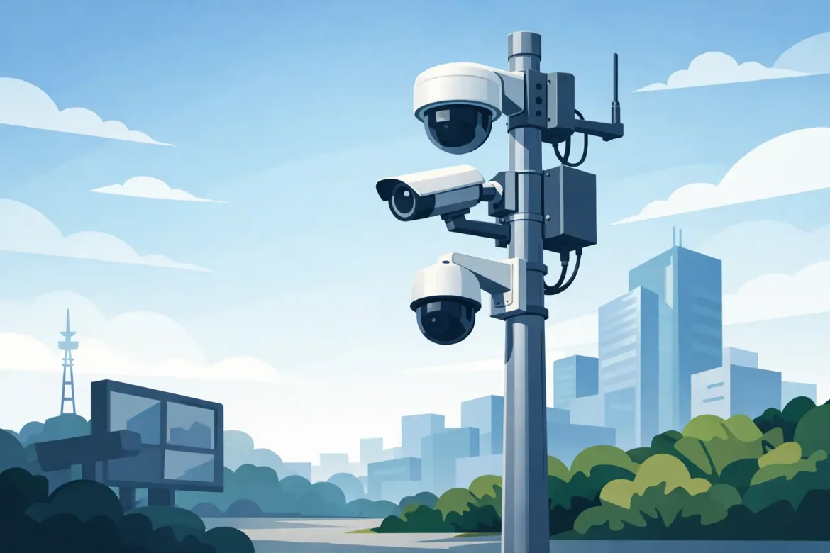 Poste metálico para cámaras CCTV